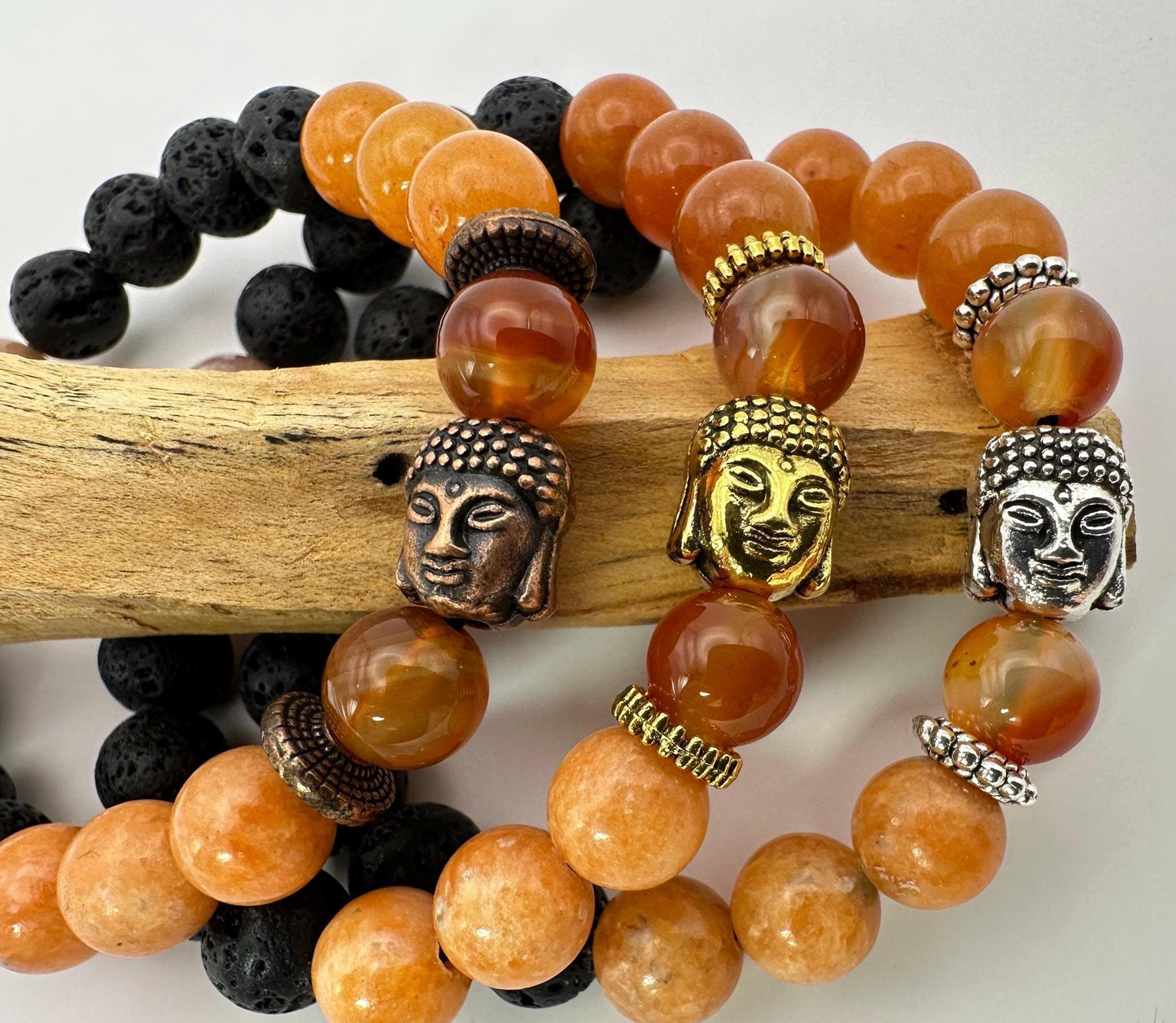 Sacral Chakra Svadhisthana bracelet - carnelian - orange calcite - aventurine - sunstone