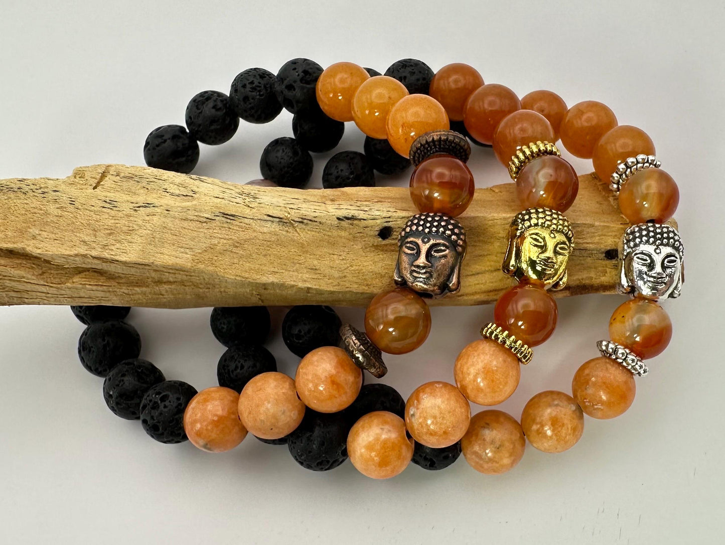 Sacral Chakra Svadhisthana bracelet - carnelian - orange calcite - aventurine - sunstone