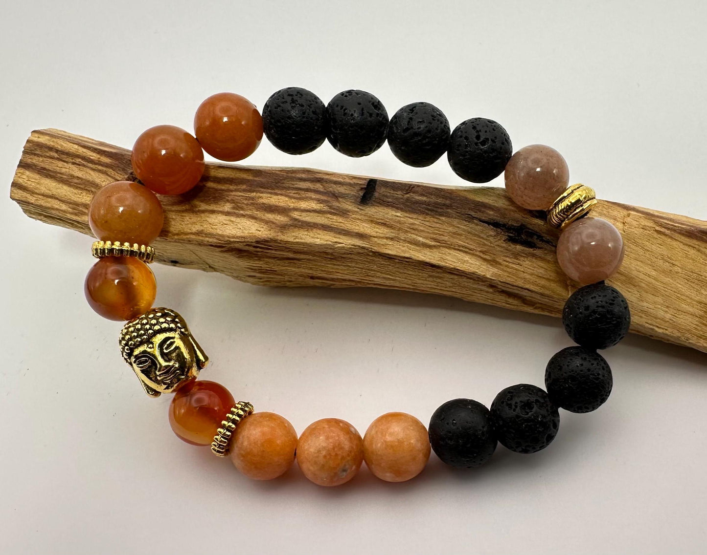 Sacral Chakra Svadhisthana bracelet - carnelian - orange calcite - aventurine - sunstone