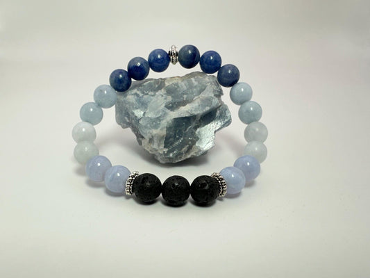 Serene Waters Bracelet - Crystal Healing Jewelry - Aquamarine - Blue Lace Agate - Calcite - Aventurine