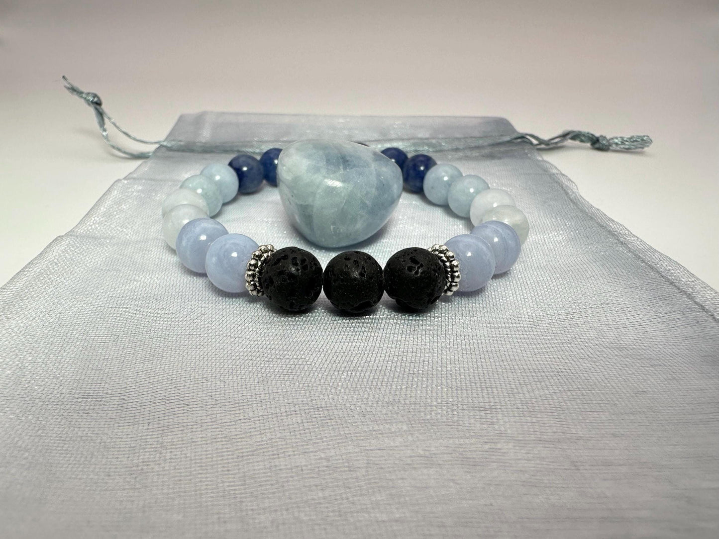 Serene Waters Bracelet - Crystal Healing Jewelry - Aquamarine - Blue Lace Agate - Calcite - Aventurine