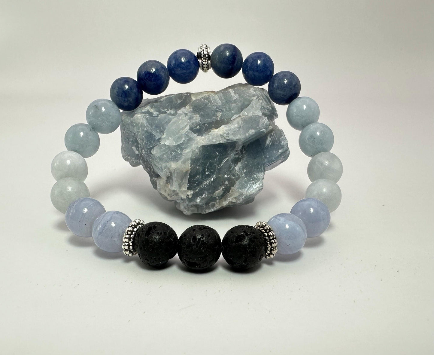 Serene Waters Bracelet - Crystal Healing Jewelry - Aquamarine - Blue Lace Agate - Calcite - Aventurine