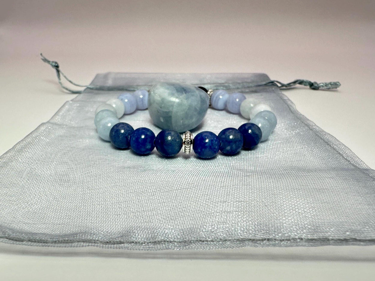 Serene Waters Bracelet - Crystal Healing Jewelry - Aquamarine - Blue Lace Agate - Calcite - Aventurine