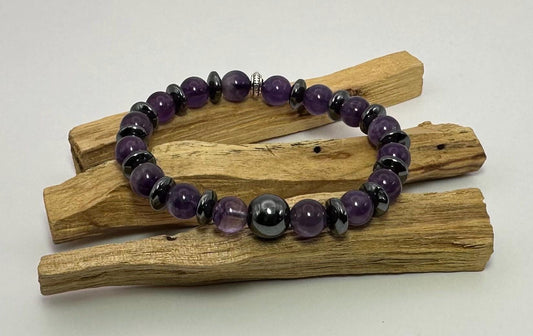 Serenity & Strength Bracelet - Amethyst - Hematite - protection - grounding