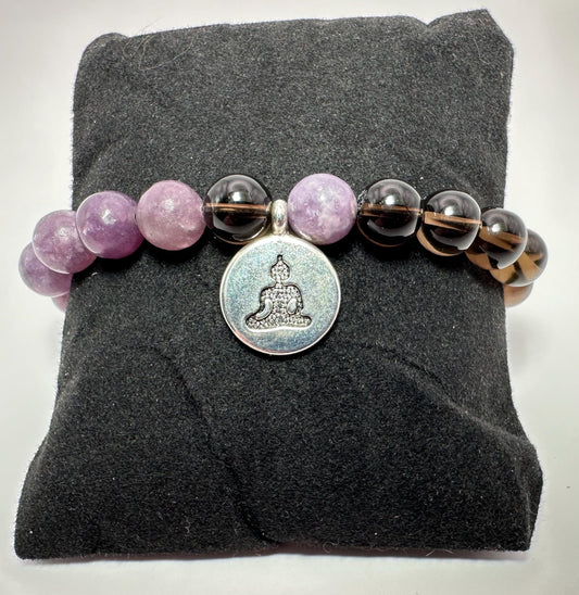 Smoky Quartz & Lepidolite - Grounding Crystal Intention Bracelet