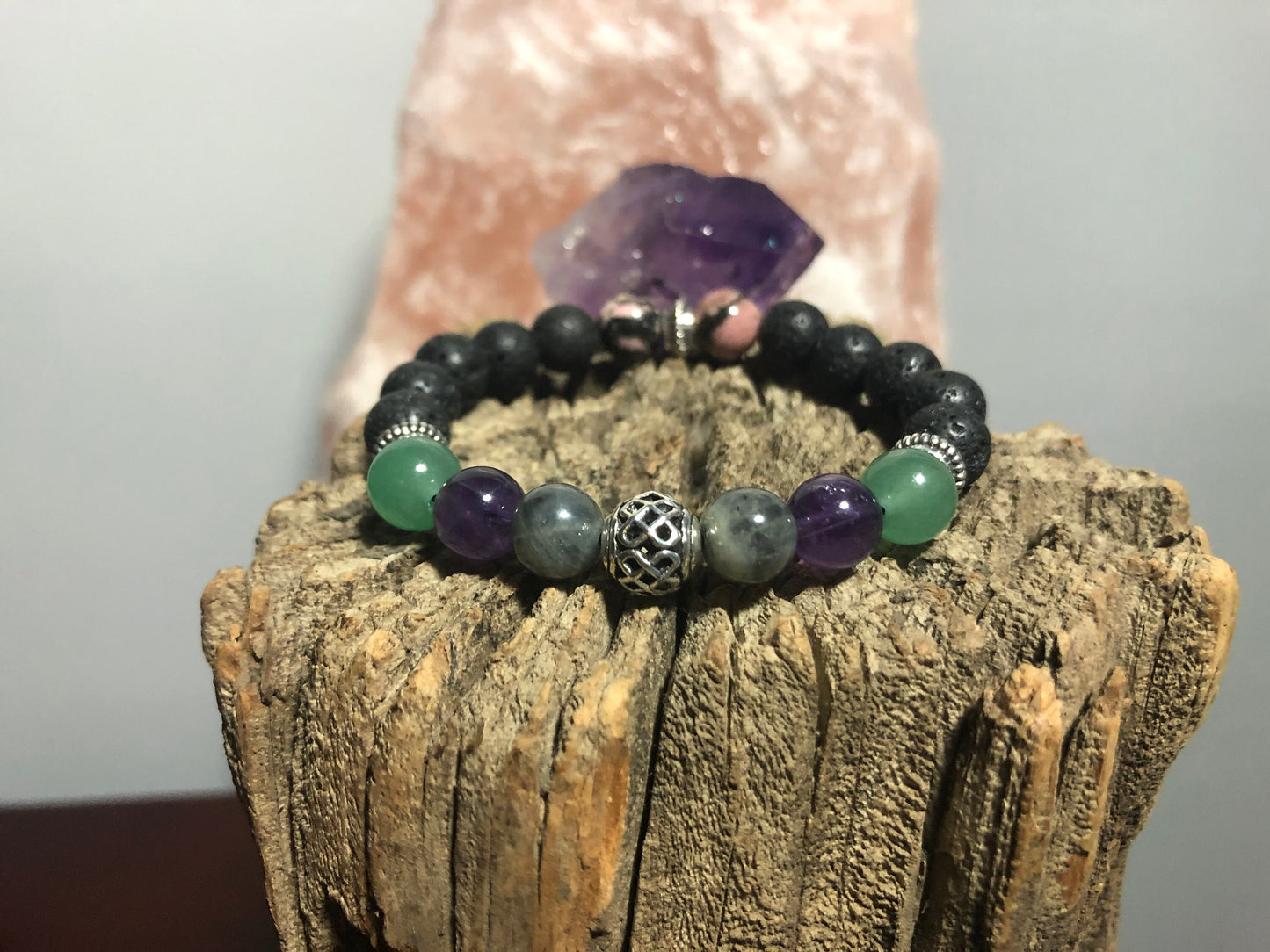 Inner Journey Bracelet - Crystal Healing Jewelry - Labradorite - Aventurine - Amethyst - Rhodonite