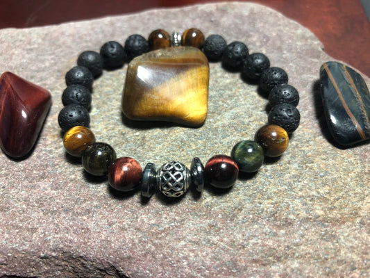 Focus & Clarity Bracelet - Tigers Eye - Hematite - Crystal Healing Jewelry