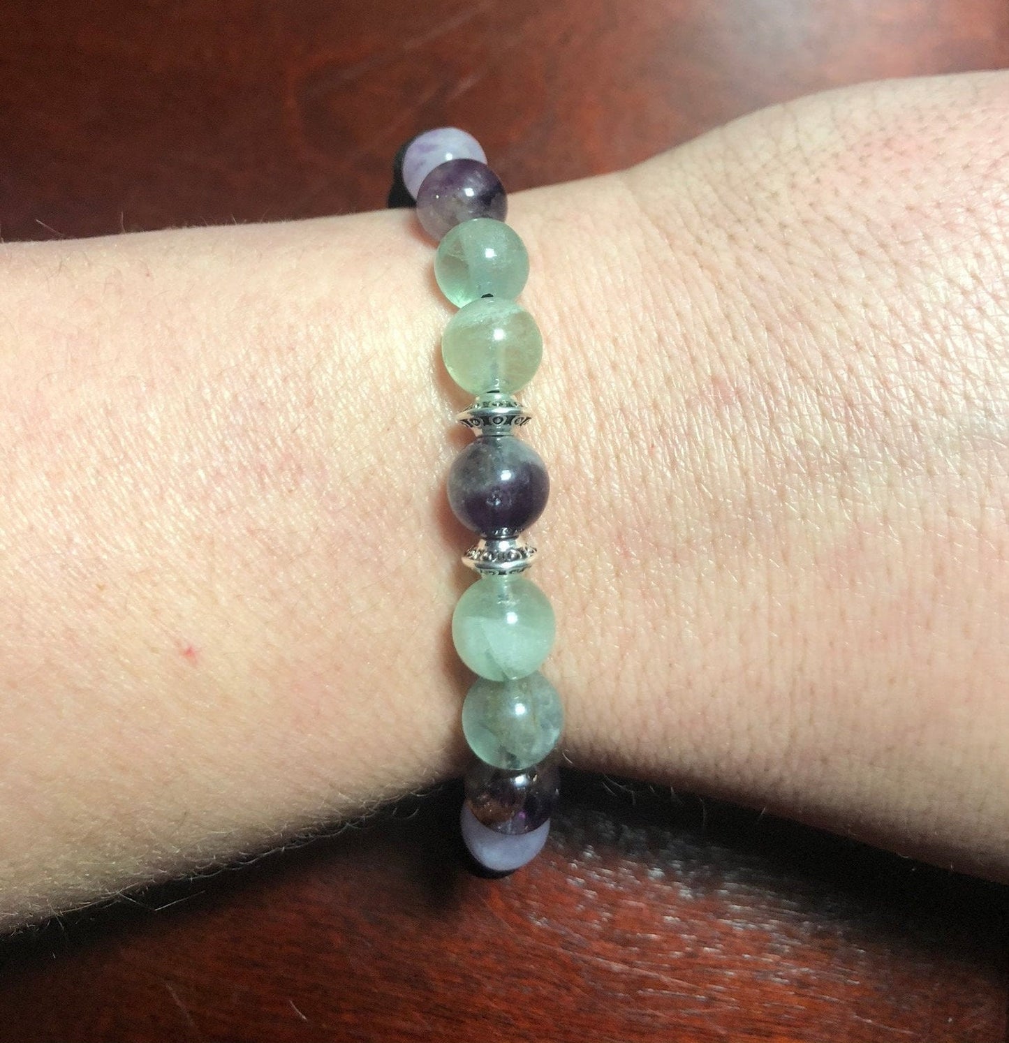 Spirit Shield Bracelet - Rainbow Fluorite - Lava Stone - Crystal Healing Jewelry