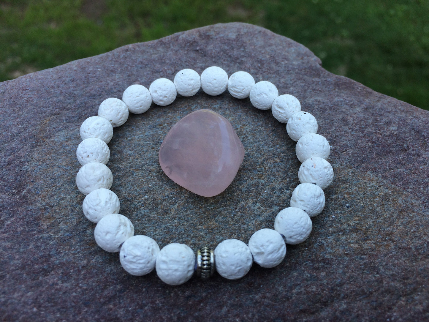 Heart & Soul Bracelet set - Rose Quartz - Amethyst - Aquamarine - white lava stone - Crystal Healing Jewelry