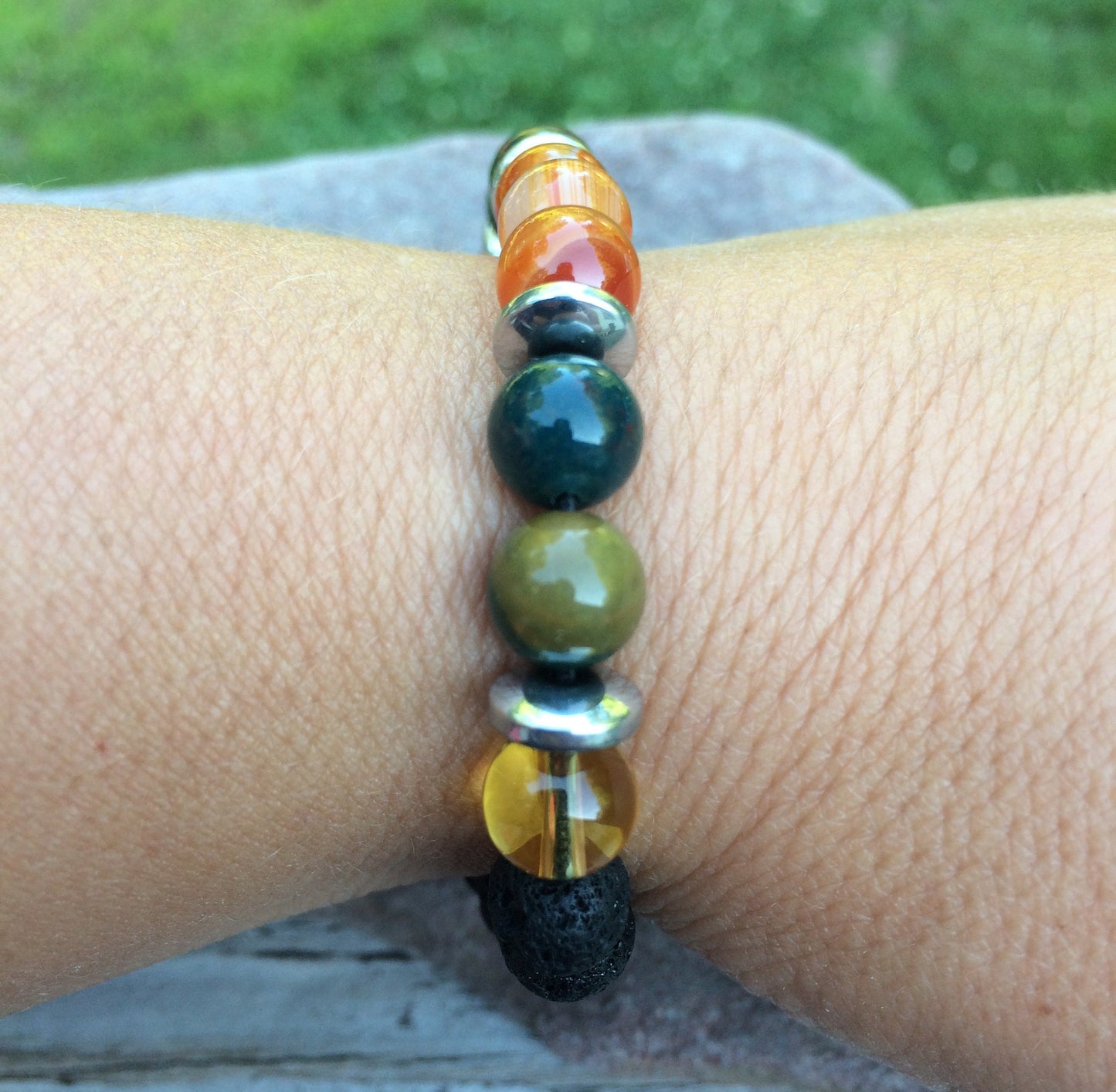 Kidney & Blood Support bracelet - Crystal Healing Jewelry - Carnelian - Citrine - Hematite - Bloodstone - Heliotrope
