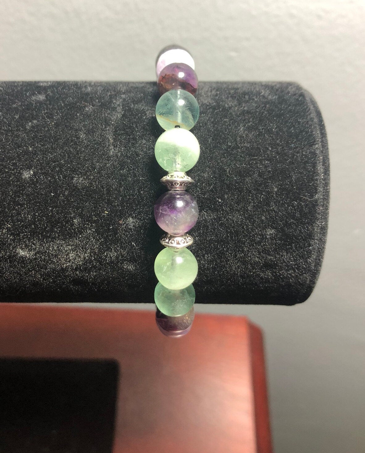 Spirit Shield Bracelet - Rainbow Fluorite - Lava Stone - Crystal Healing Jewelry