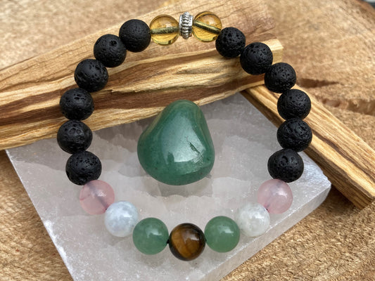 New beginnings crystal intention bracelet - Aventurine - Rose Quartz - Tigers eye - Citrine - Moonstone