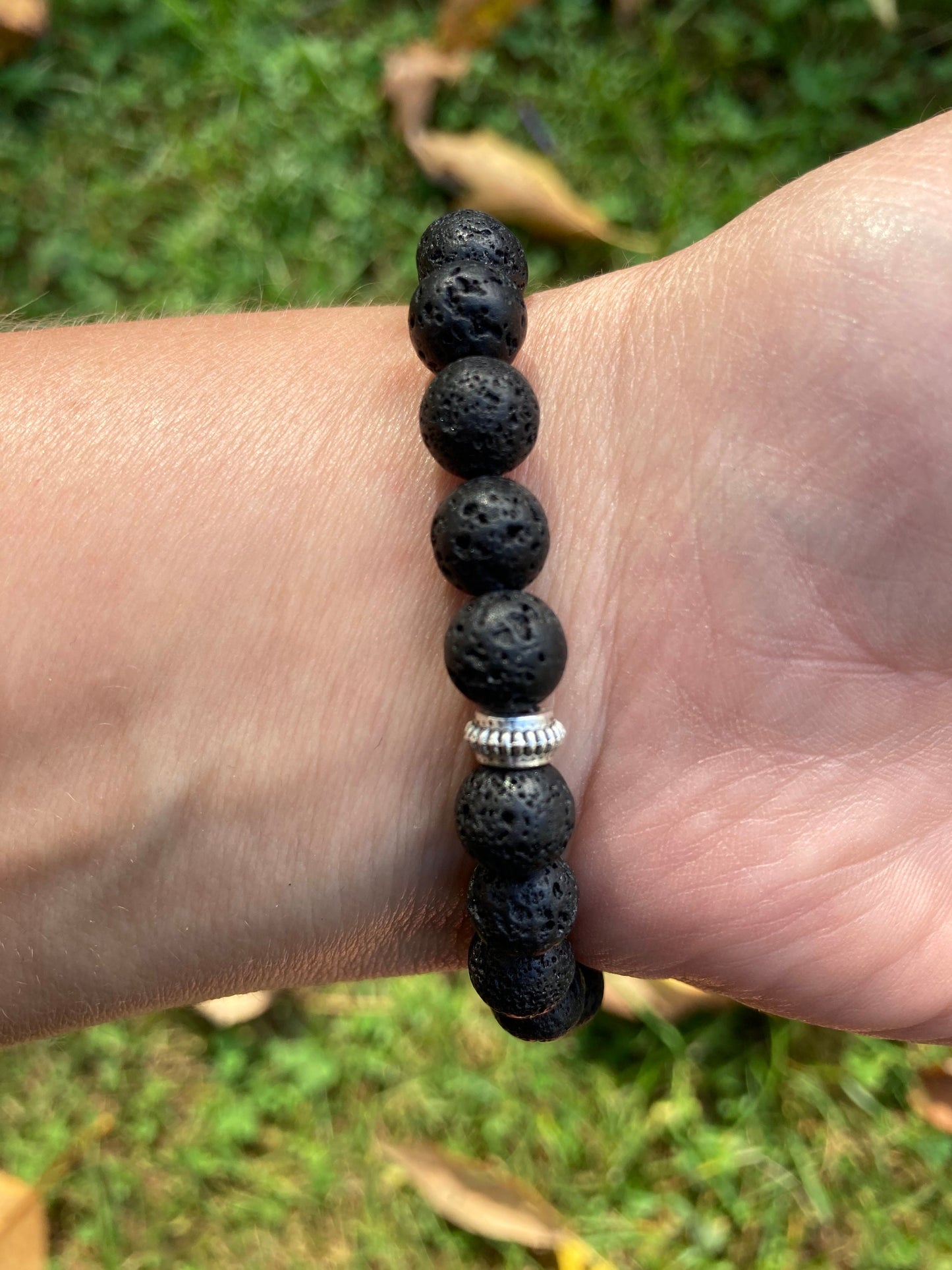 Balance & Emotional support crystal intention bracelet sodalite, green agate, black lava stone