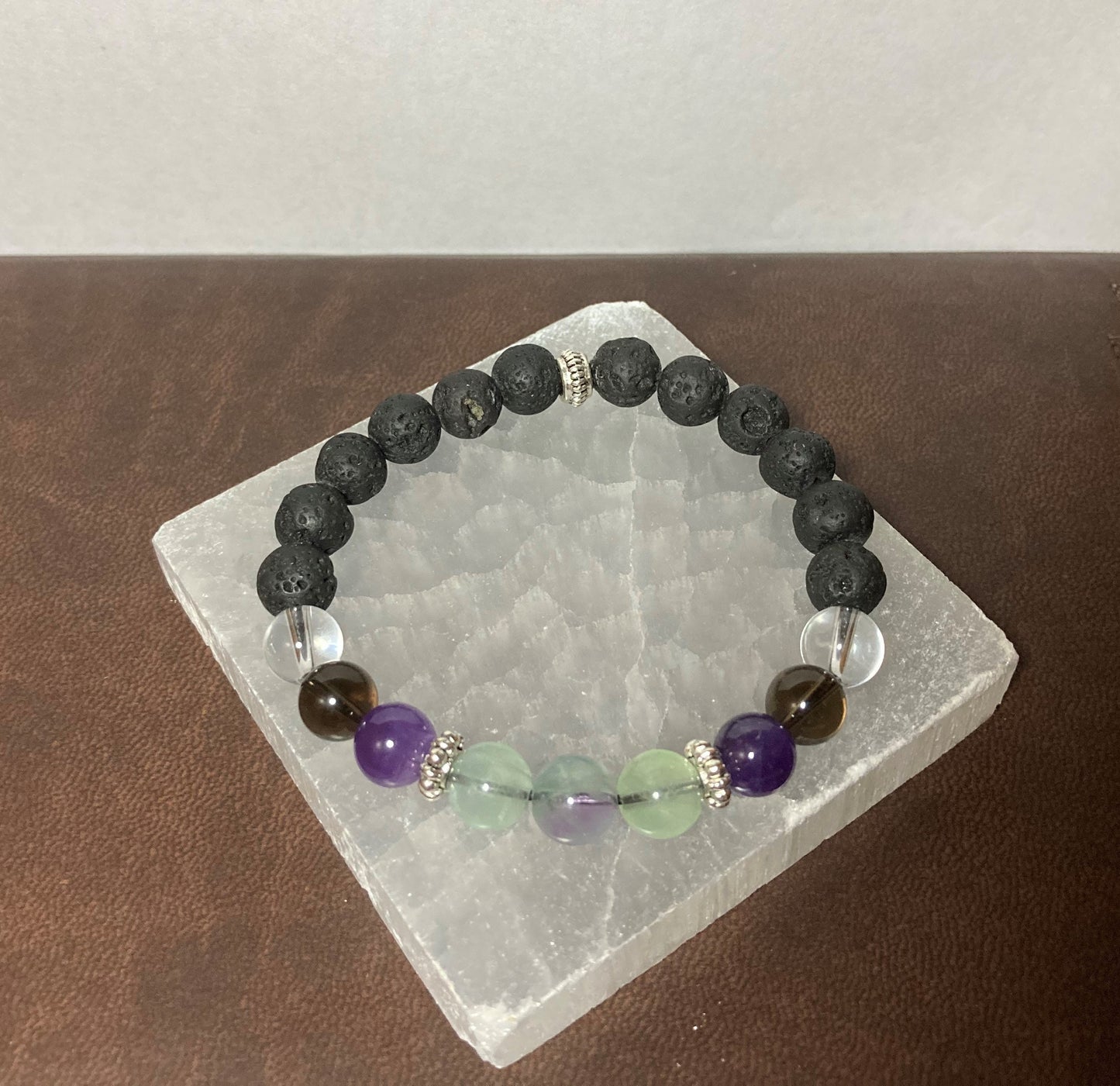 Chemo & Radiation Support Bracelet - Amethyst - Smoky Quartz - Clear Quartz - Rainbow Fluorite - Crystal Healing Jewelry