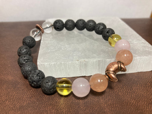 Happiness & Joy Crystal Bracelet -Sunstone - Citrine - Rose Quartz - Clear Quartz - Copper Moon