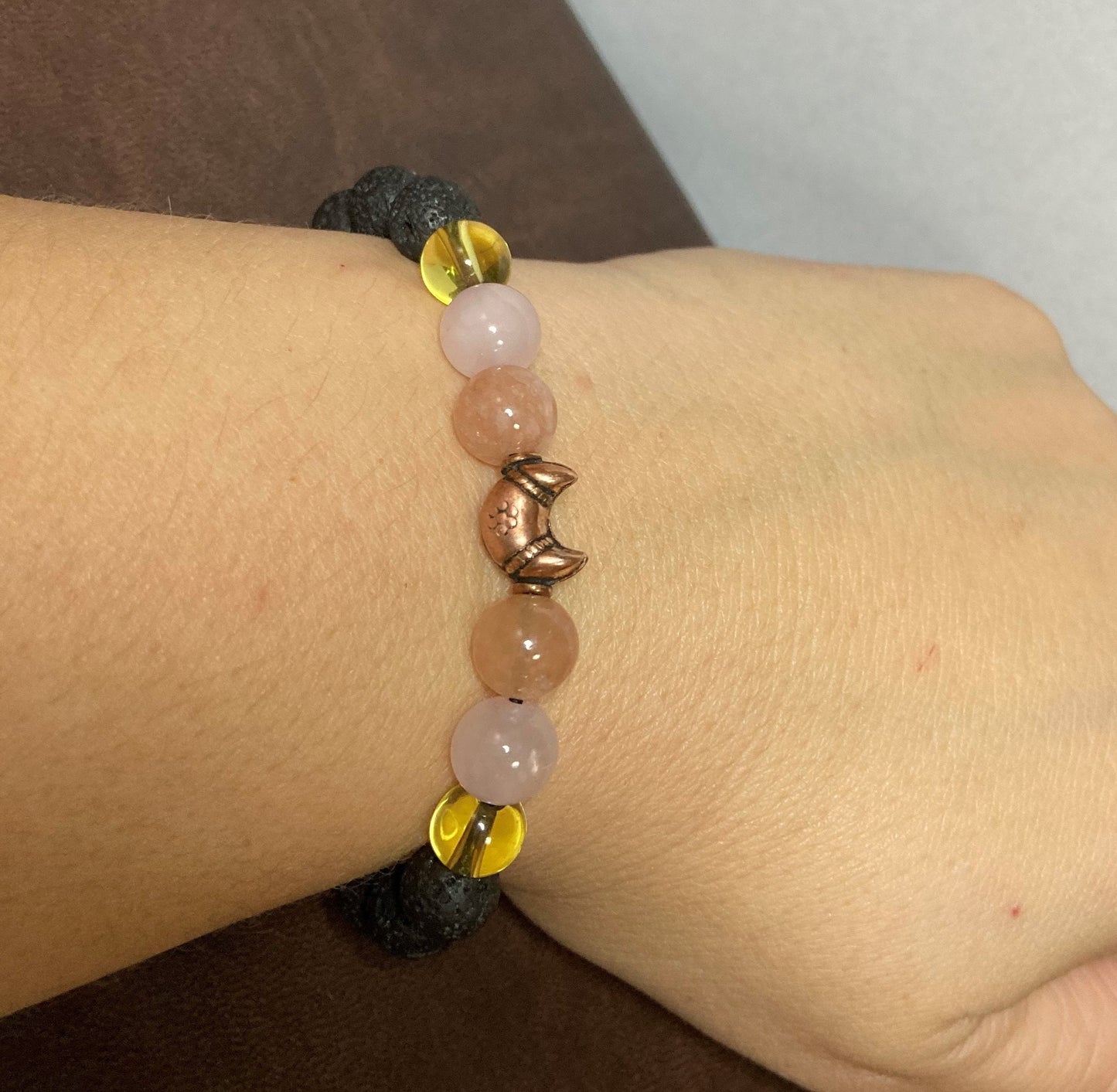 Happiness & Joy Crystal Bracelet -Sunstone - Citrine - Rose Quartz - Clear Quartz - Copper Moon