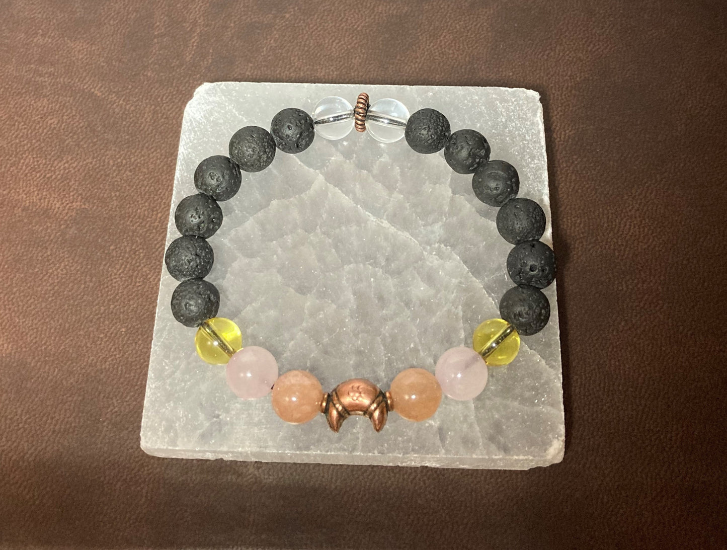 Happiness & Joy Crystal Bracelet -Sunstone - Citrine - Rose Quartz - Clear Quartz - Copper Moon