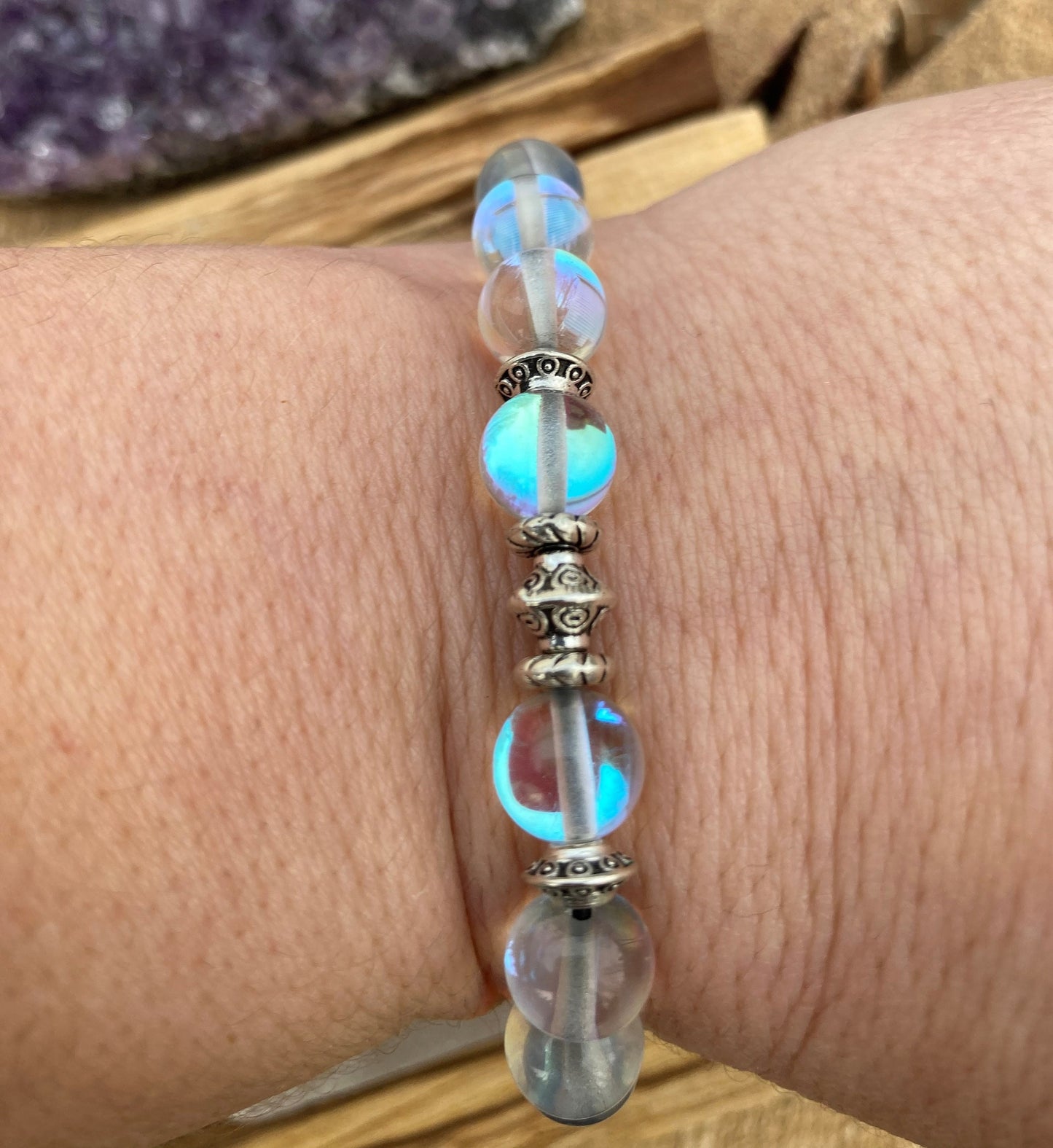 Throat Chakra Bracelet - Vishuddha - Crystal Healing Jewelry - Aquamarine - Aventurine -Aura Quartz