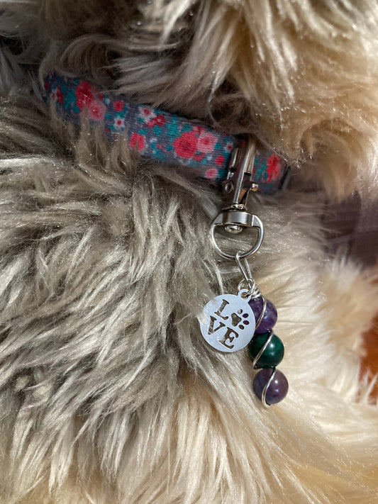 Crystal Pet Harness and Collar Set - Fluorite, Malachite Charm for Healing Energy, Stress Relief & Positive Vibes Dog Harness and Cat Collar