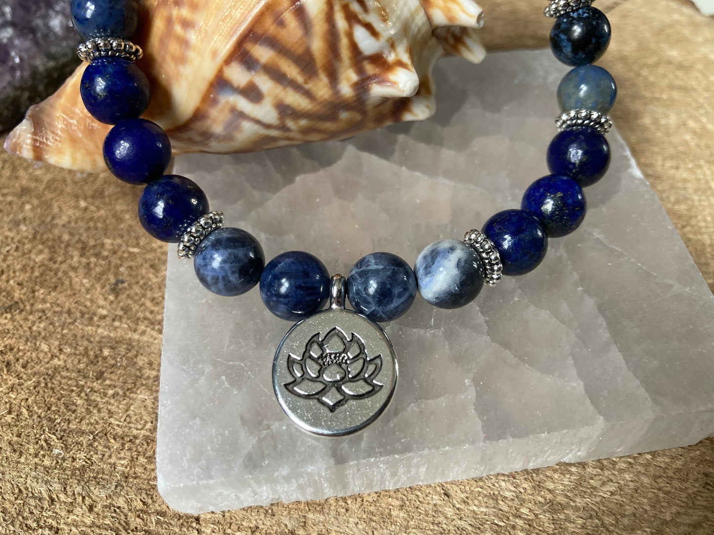 Third eye chakra bracelet - Ajna Crystal healing jewelry - Sodalite -Lapis Lazuli - Dumortierite - Labradorite