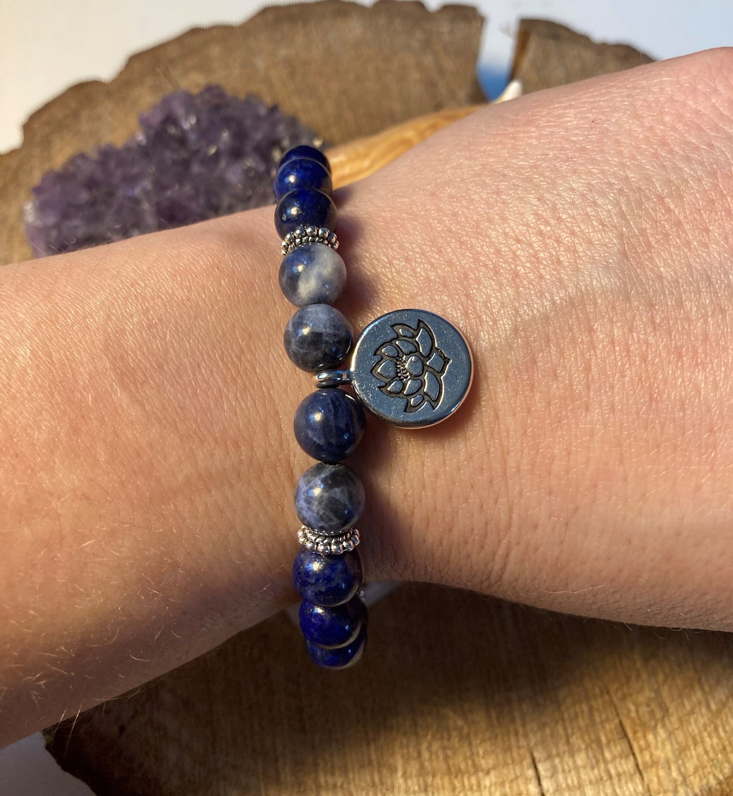 Third eye chakra bracelet - Ajna Crystal healing jewelry - Sodalite -Lapis Lazuli - Dumortierite - Labradorite