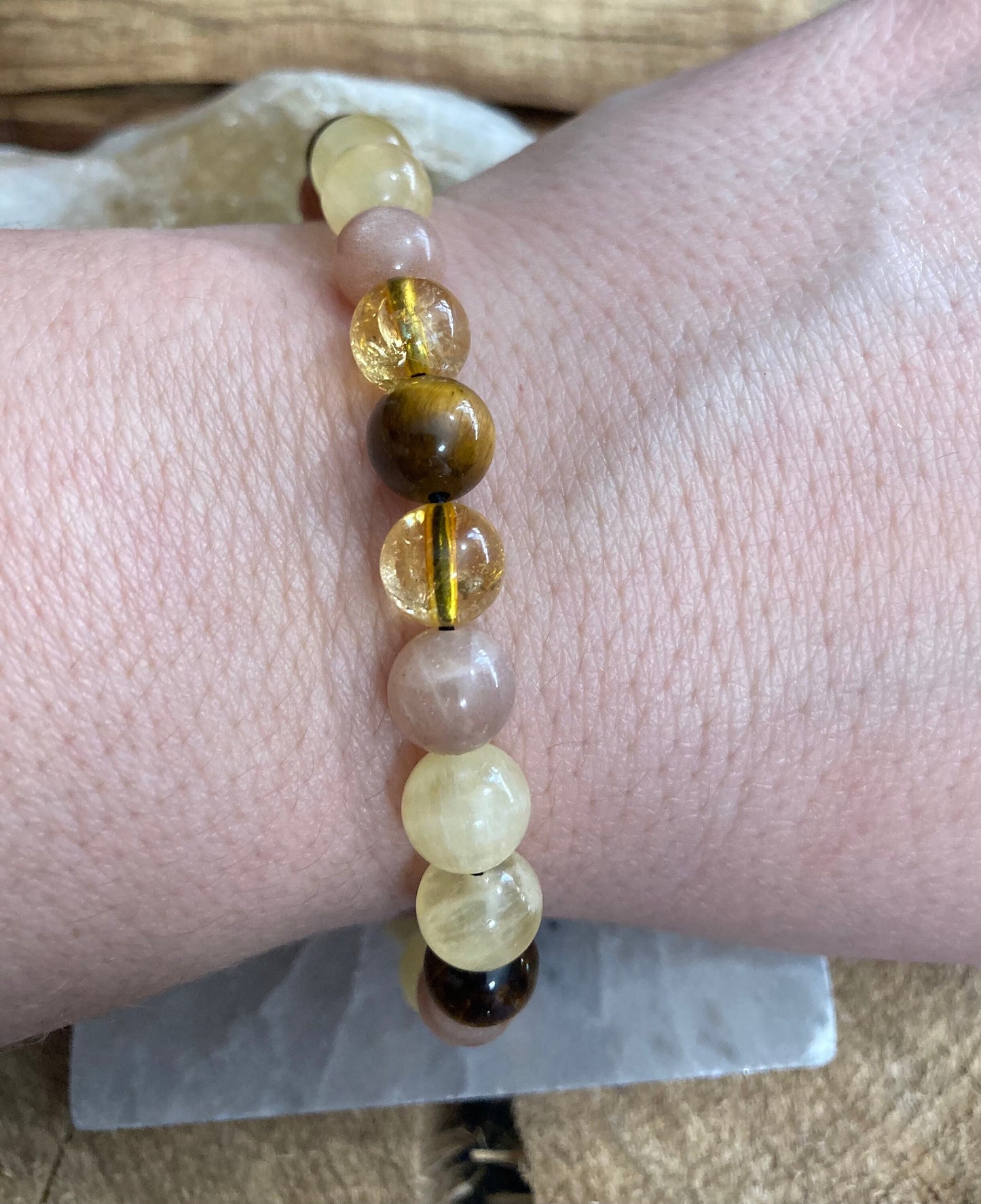 Solar Plexus Manipura Chakra Bracelet - citrine - sunstone - tigers eye - honey calcite