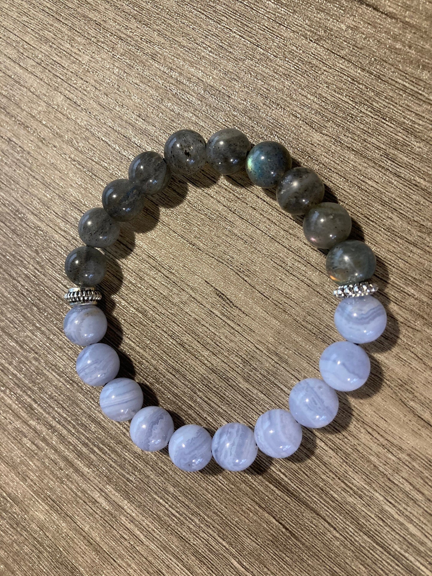 Eclipse Dream Bracelet - Crystal Healing Jewelry - Blue Lace Agate - Labradorite - Transformation - Traquility