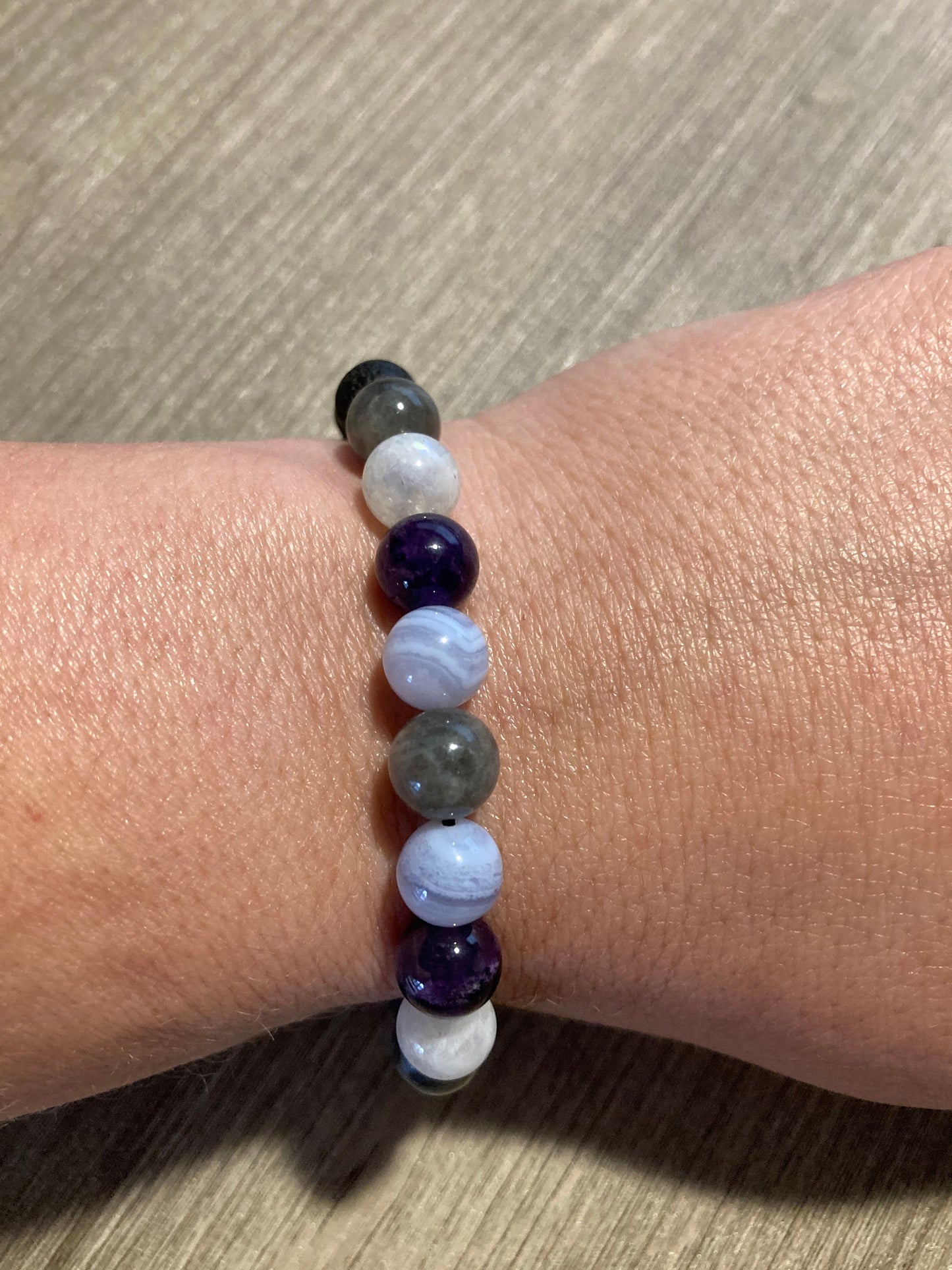 Aura of Tranquility Bracelet - Labradorite - Amethyst - Blue Lace Agate - Moonstone - Crystal Healing Jewelry