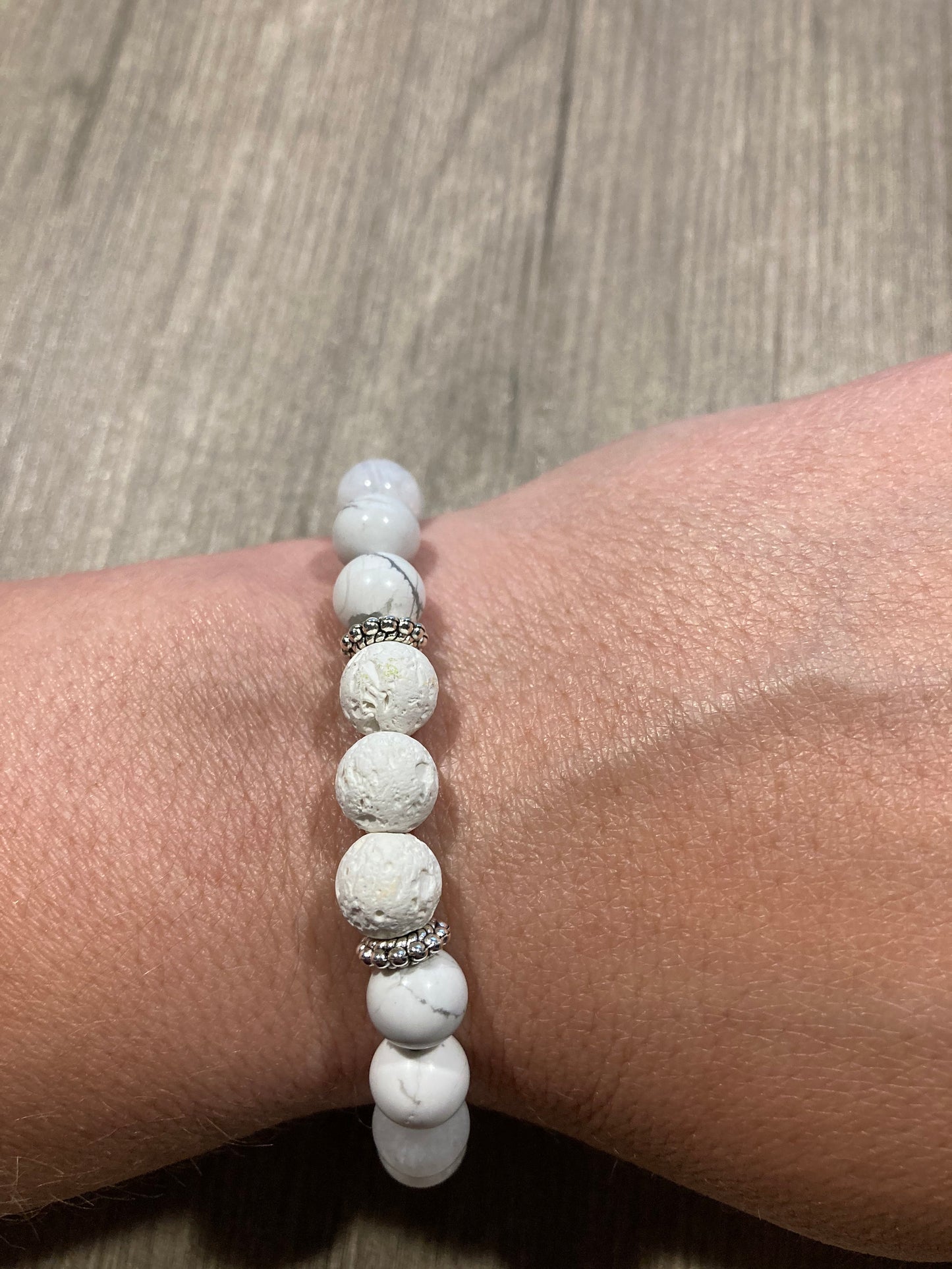 Inner Light Bracelet - Lava stone - Clear Quartz - Selenite - Moonstone - Howlite - Crystal Healing Jewelry