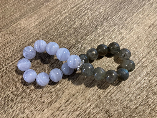 Eclipse Dream Bracelet - Crystal Healing Jewelry - Blue Lace Agate - Labradorite - Transformation - Traquility