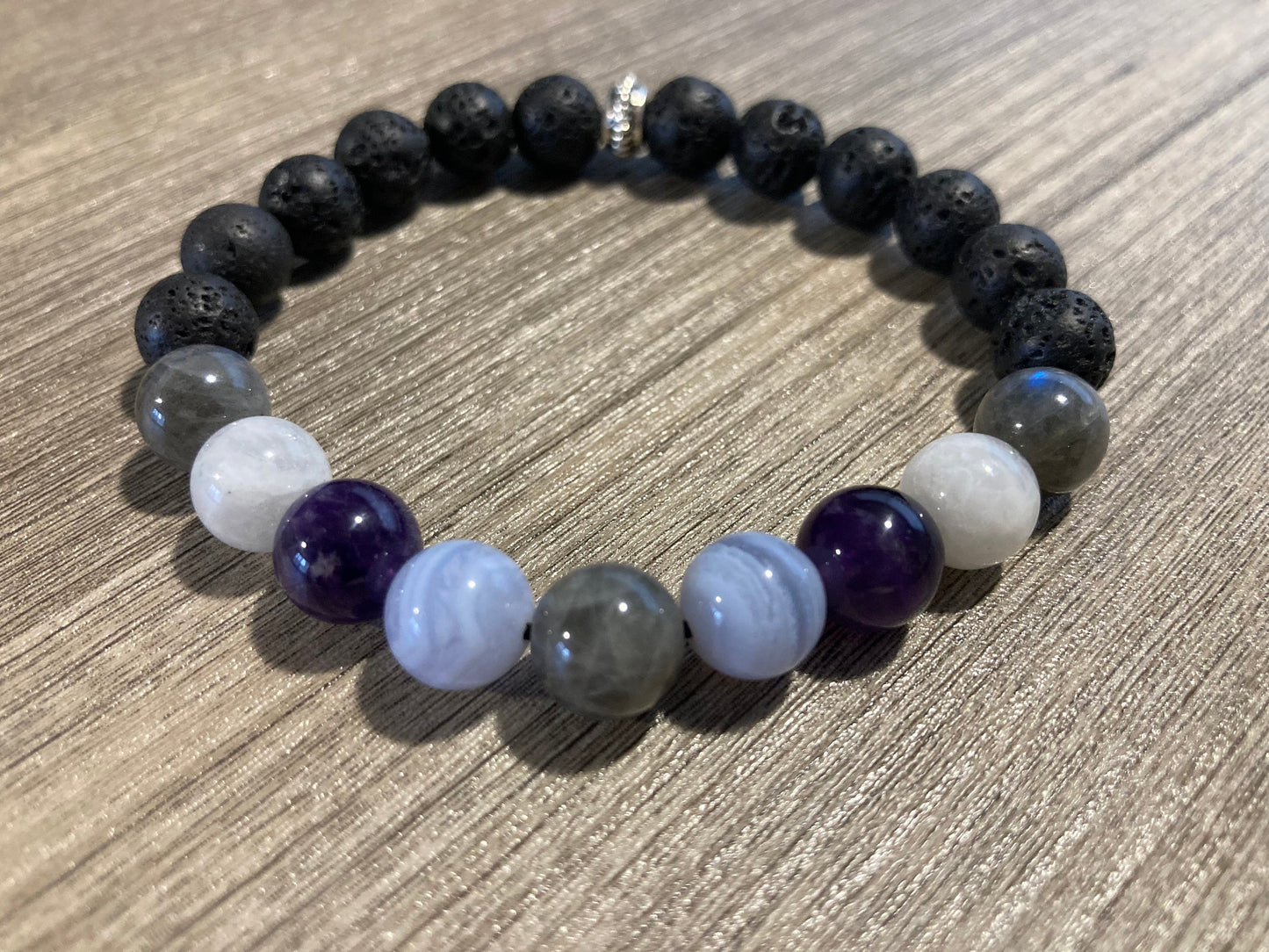 Aura of Tranquility Bracelet - Labradorite - Amethyst - Blue Lace Agate - Moonstone - Crystal Healing Jewelry