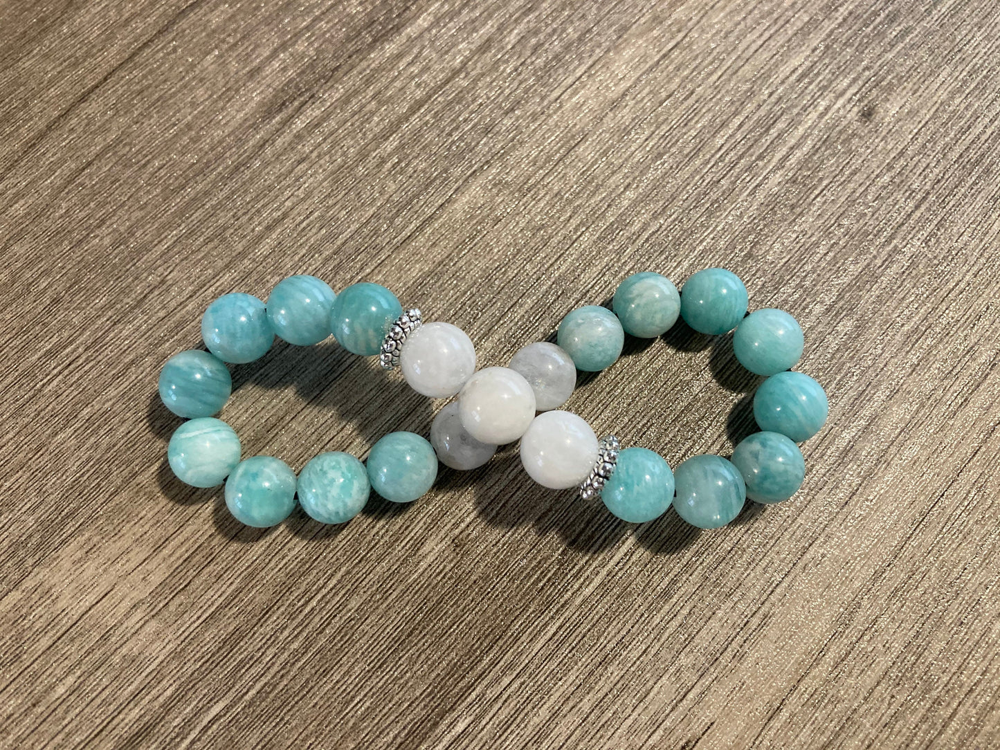 Aqua Moon Bracelet - Amazonite - Moonstone - Crystal Healing Jewelry