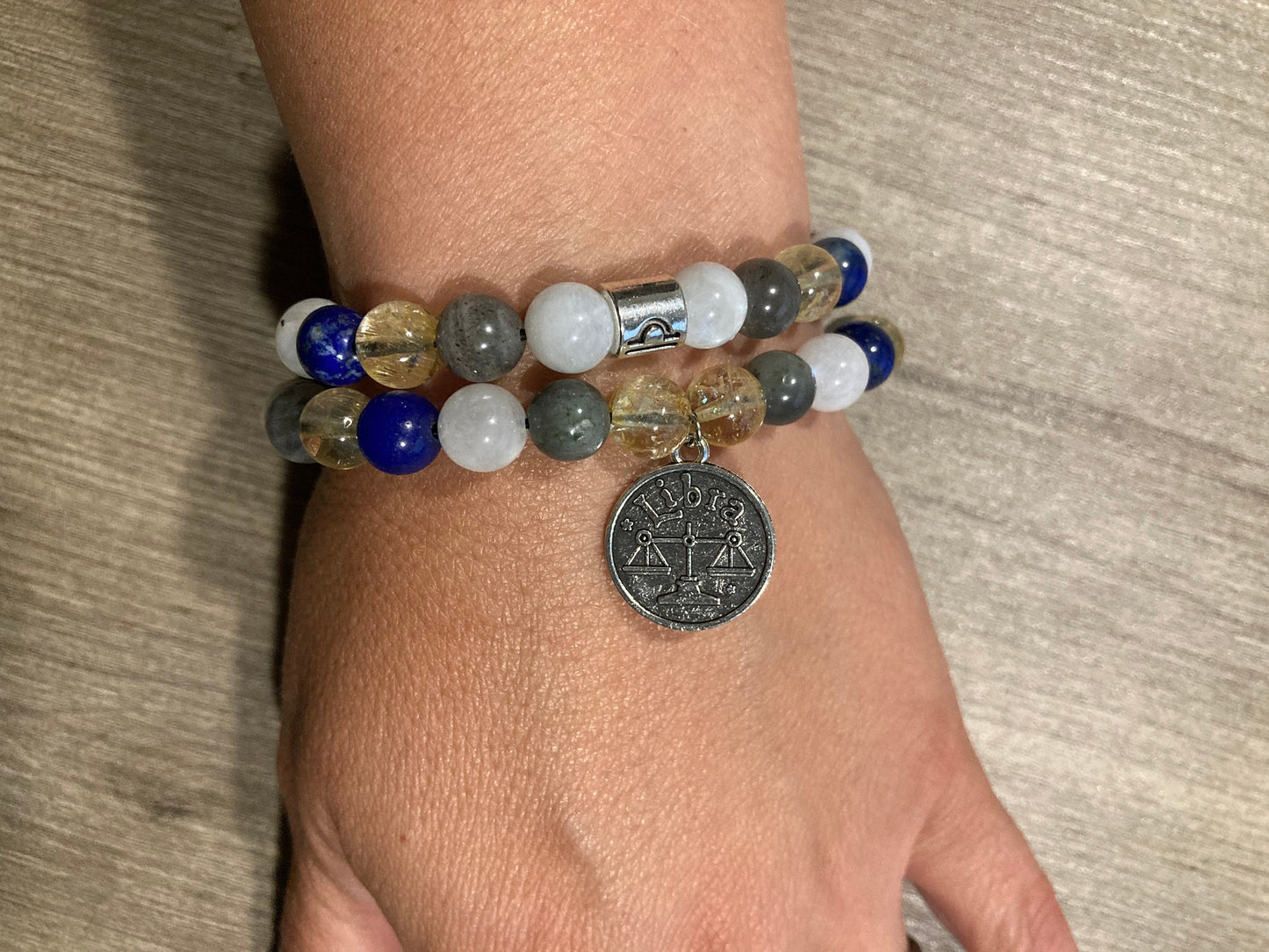 Libra Astrology Zodiac Bracelet - September October - Moonstone - Labradorite - Citrine - Lapis Lazuli