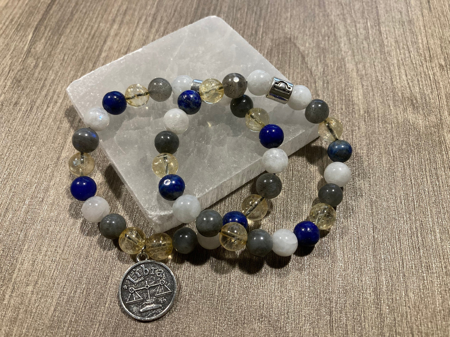 Libra Astrology Zodiac Bracelet - September October - Moonstone - Labradorite - Citrine - Lapis Lazuli