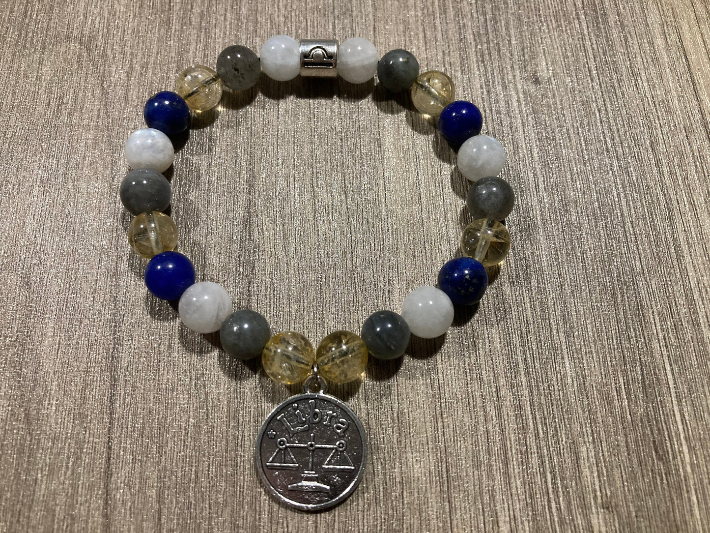 Libra Astrology Zodiac Bracelet - September October - Moonstone - Labradorite - Citrine - Lapis Lazuli