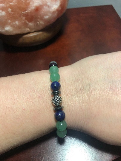 Blood Pressure Support Bracelet - Crystal Healing Jewelry - Amethyst - Aventurine - Labradorite - Lapis Lazuli - Hematite