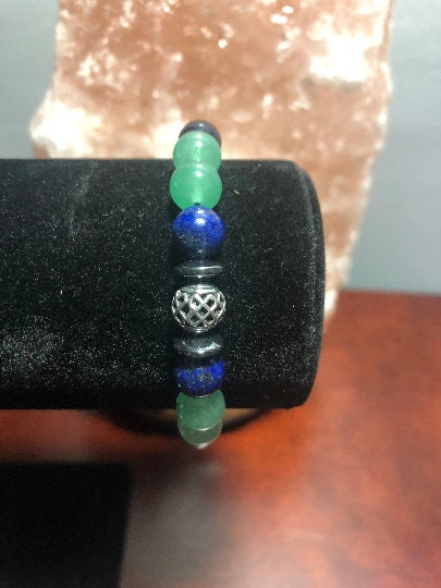 Blood Pressure Support Bracelet - Crystal Healing Jewelry - Amethyst - Aventurine - Labradorite - Lapis Lazuli - Hematite