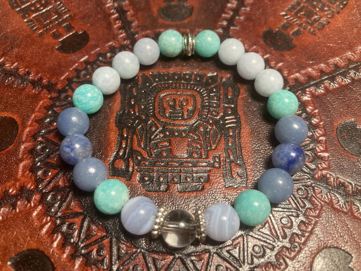 Water Element Bracelet - Crystal Healing Jewelry - Blue Lace Agate - Aventurine - Aquamarine - Amazonite - Clear Quartz