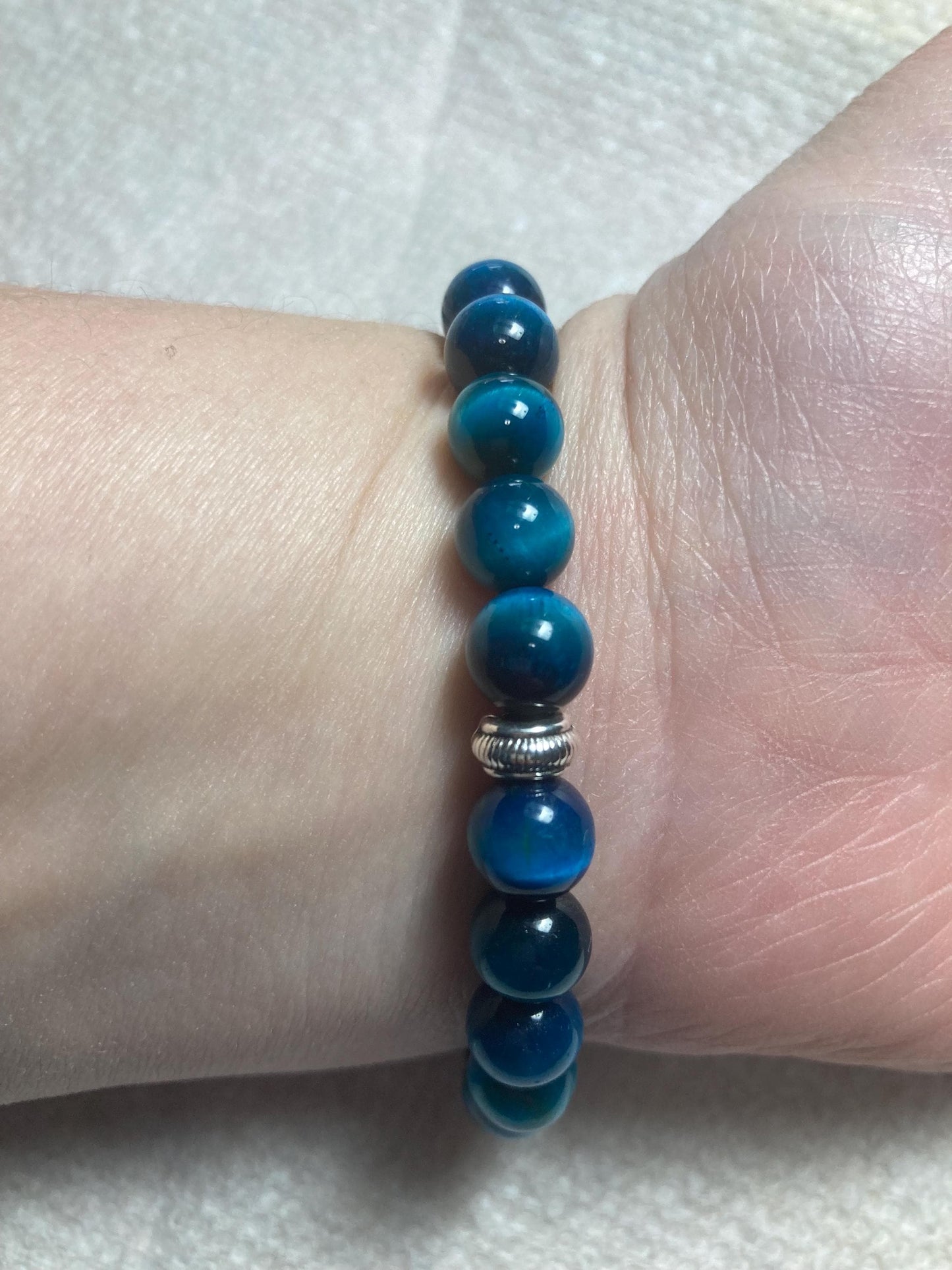 Oceanic Calm Bracelet - Aqua blue Tigers eye - Crystal Healing Jewelry