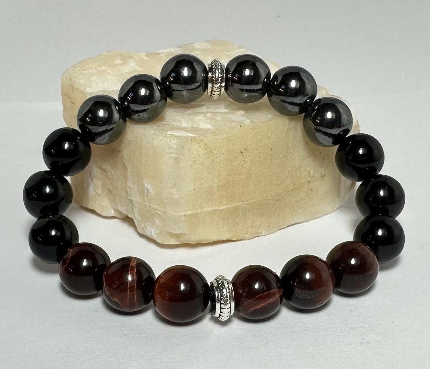 Children's Bully Barrier Bracelet - Hematite - Red Tigers Eye - Obsidian - Protection - Confidence