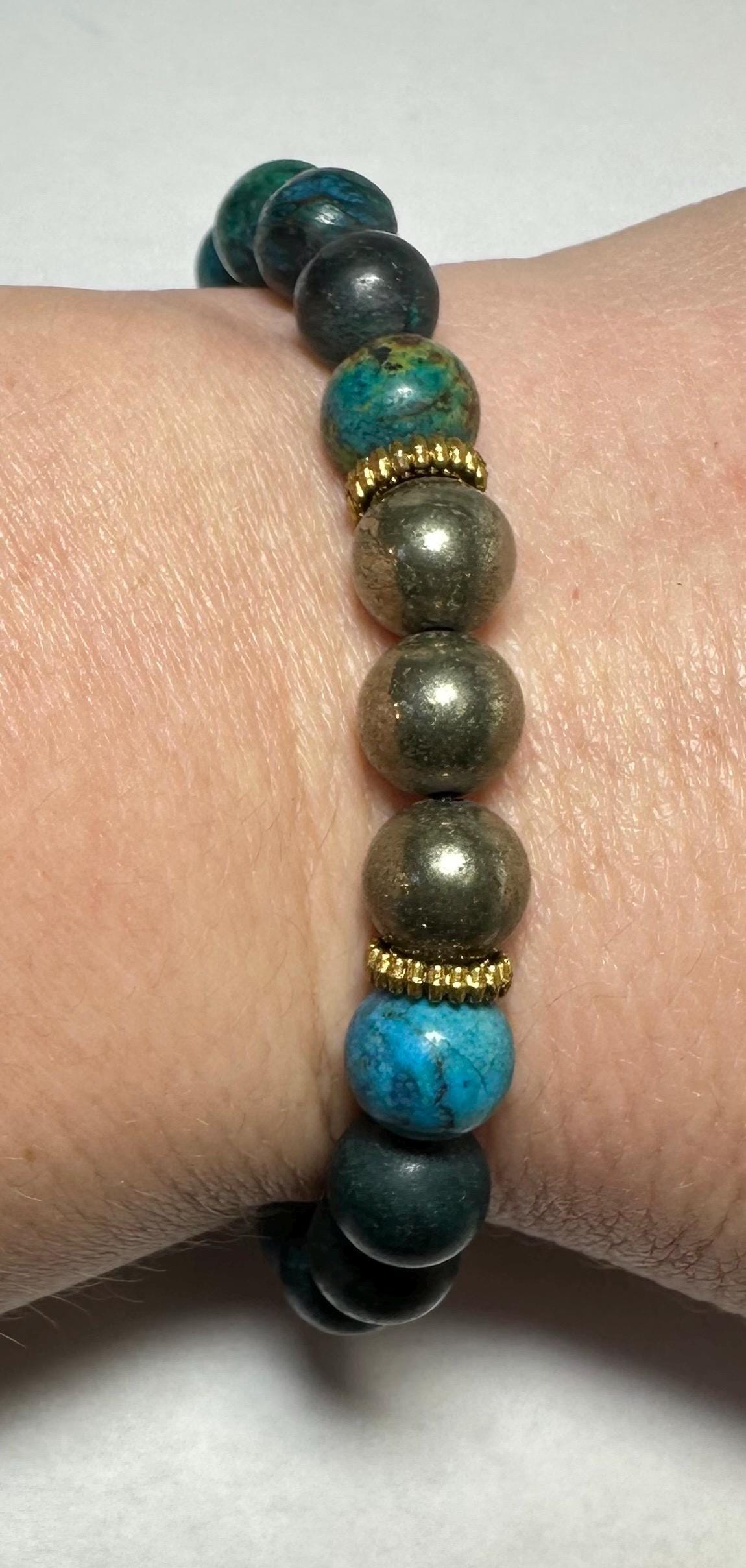 Cosmic Abundance Bracelet - Chrysocolla - Pyrite - Crystal Healing Jewelry