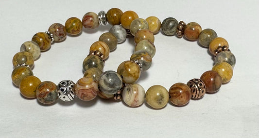 Crazy Lace Agate Crystal Bracelet - Solar Plexus Chakra - Laughter Stone - Happy Lace