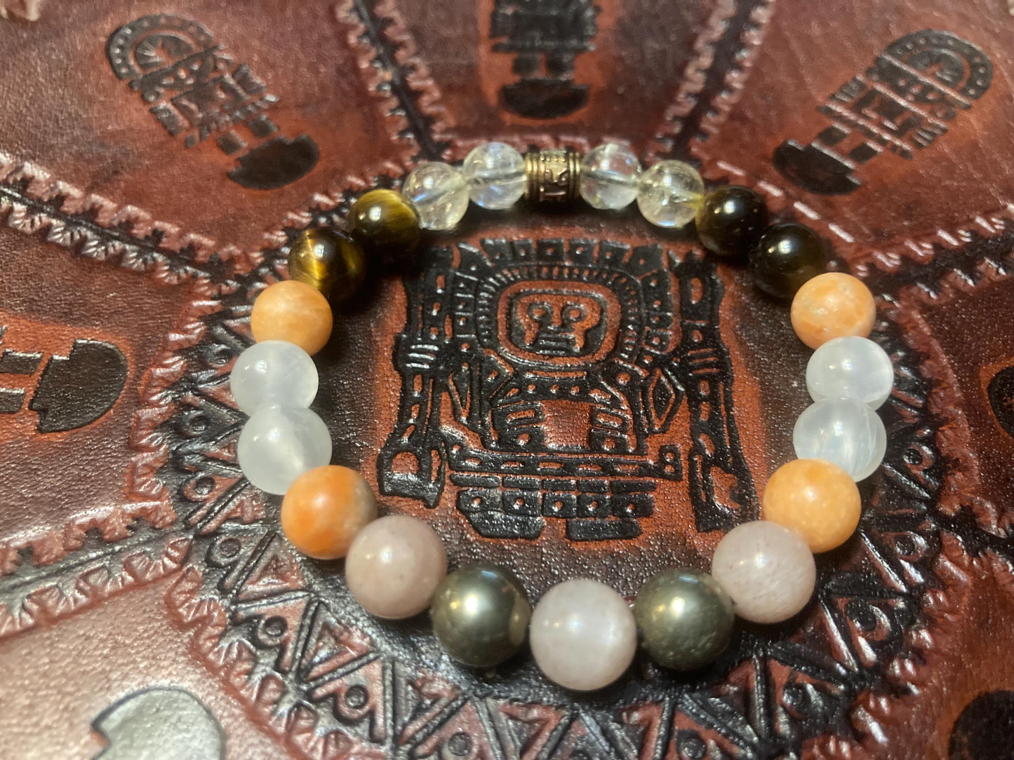 Happiness & Positivity Bracelet - Crystal Healing Jewelry - Citrine - Tigers Eye - Orange Calcite - Pyrite - Selenite - Sunstone