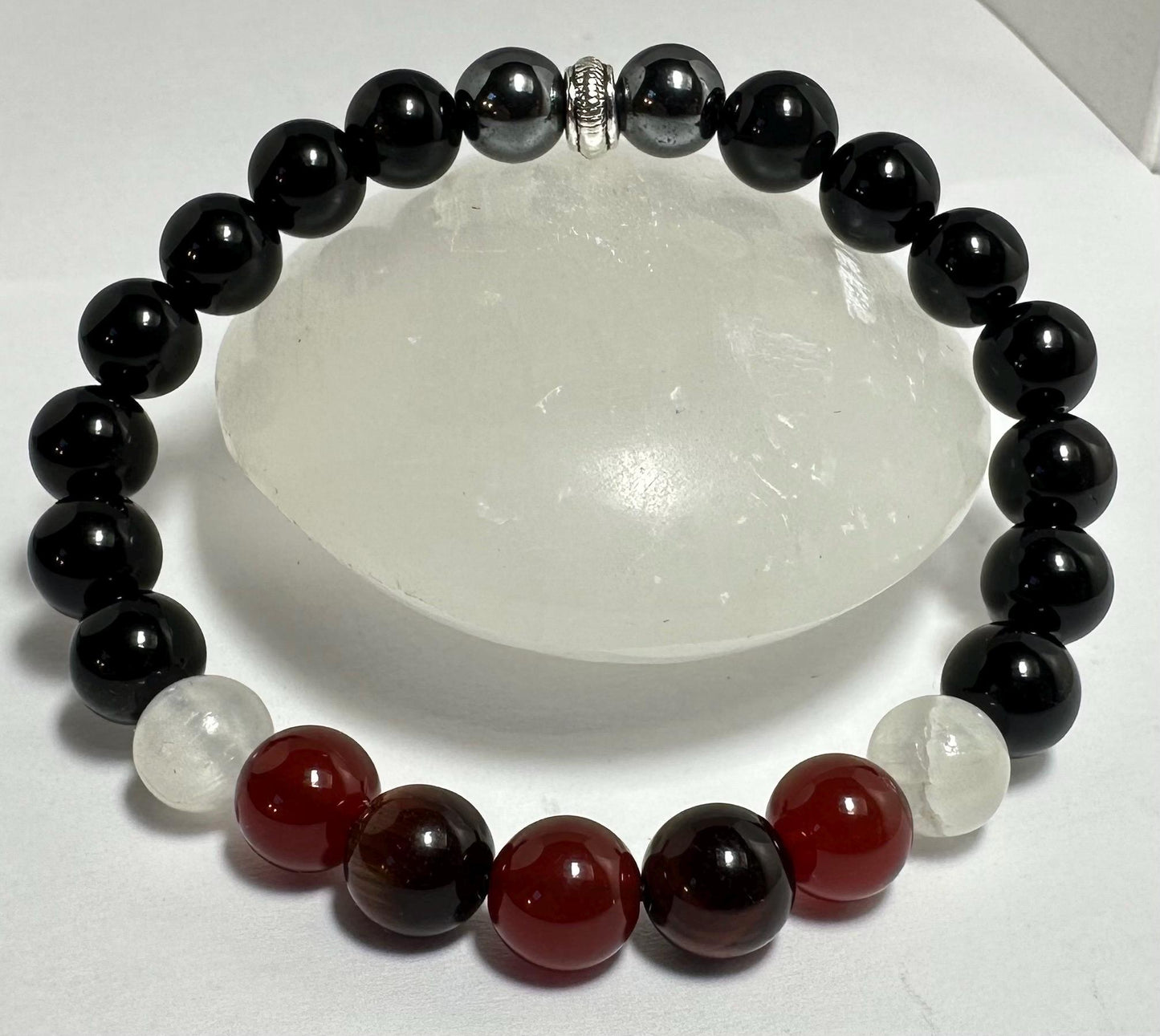 UNITY Bracelet - Red Tiger's Eye - Red Agate - Selenite - Black Obsidian - Hematite - Crystal Healing Jewelry