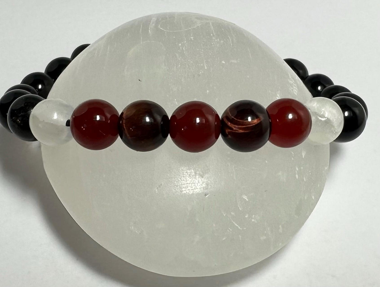 UNITY Bracelet - Red Tiger's Eye - Red Agate - Selenite - Black Obsidian - Hematite - Crystal Healing Jewelry