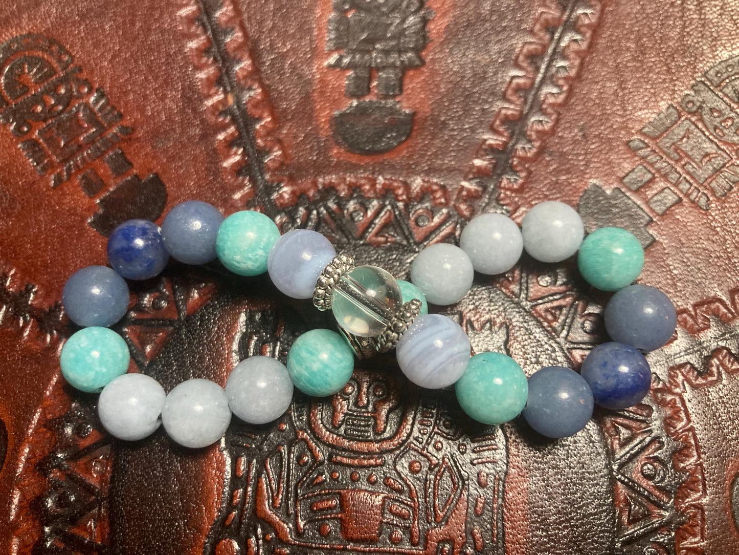 Water Element Bracelet - Crystal Healing Jewelry - Blue Lace Agate - Aventurine - Aquamarine - Amazonite - Clear Quartz