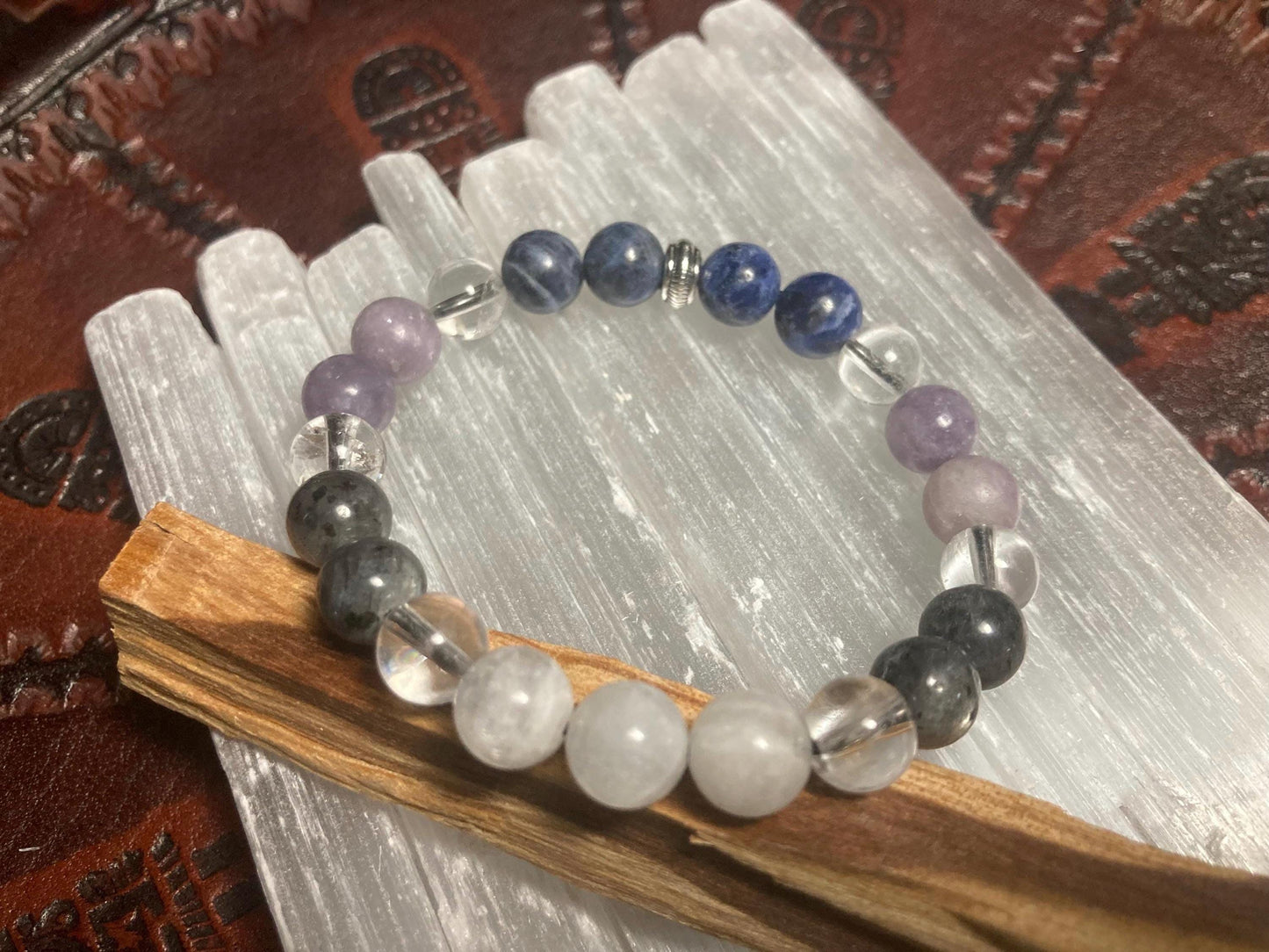 Air Element Bracelet - Crystal Healing Jewelry - Sodalite - Moonstone - Clear Quartz - Lepidolite - Labradorite