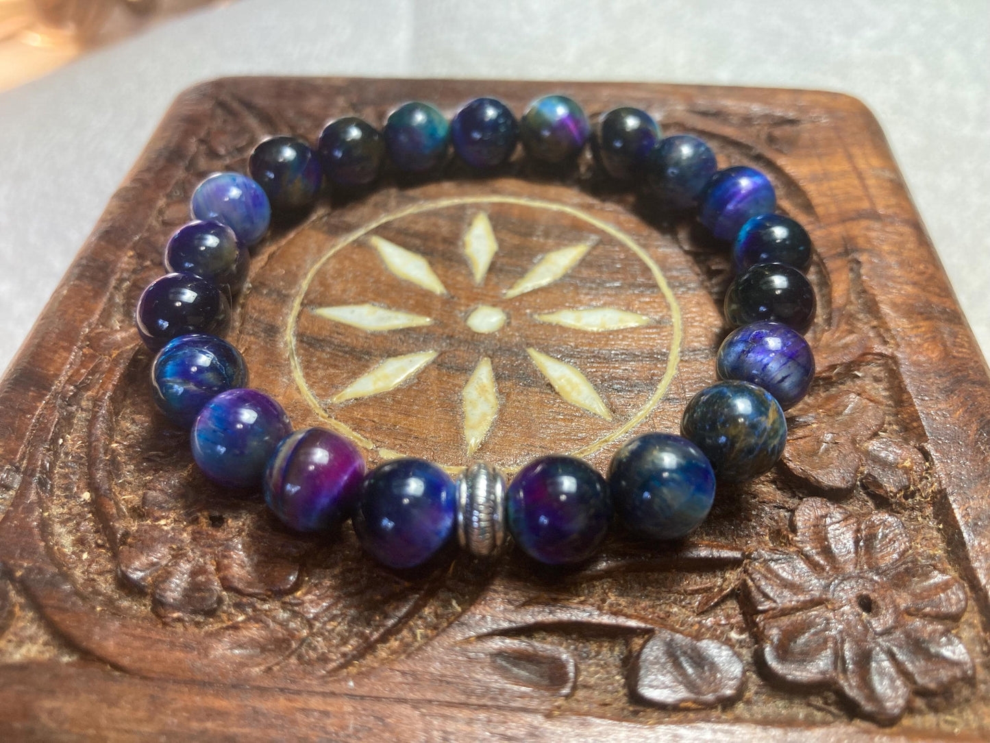 Celestial Vision Bracelet - Cosmic Clarity - Galaxy Tigers eye - Tiger's eye Crystal Healing Jewelry