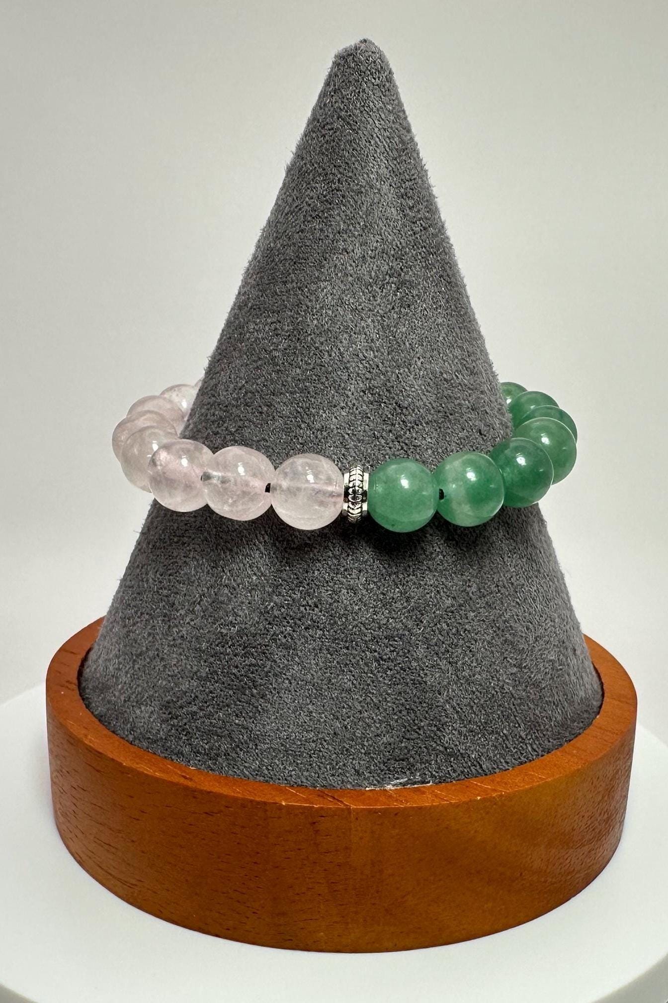 Heart & Harmony Bracelet - Rose Quartz - Green Aventurine - Heart Anahata Chakra - Crystal Healing Jewelry