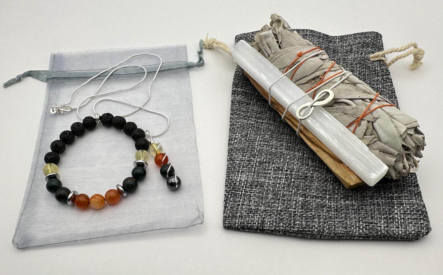 Kidney & Blood Support Bracelet Necklace set - Carnelian - Citrine - Bloodstone - Hematite - Crystal Healing Jewelry